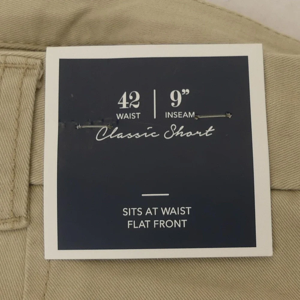 Club Room Shorts Mens 42 Khaki‎ Sand Bulldog Embroidered Flat Front Classic New - Picture 7 of 8